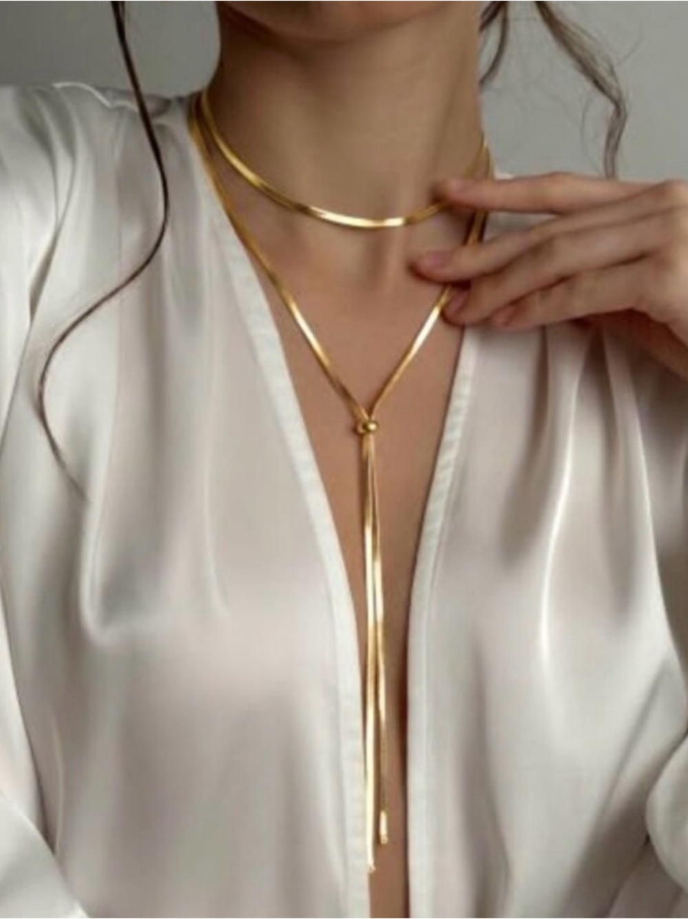 18k Golden Plated long Necklace Stainless Steel